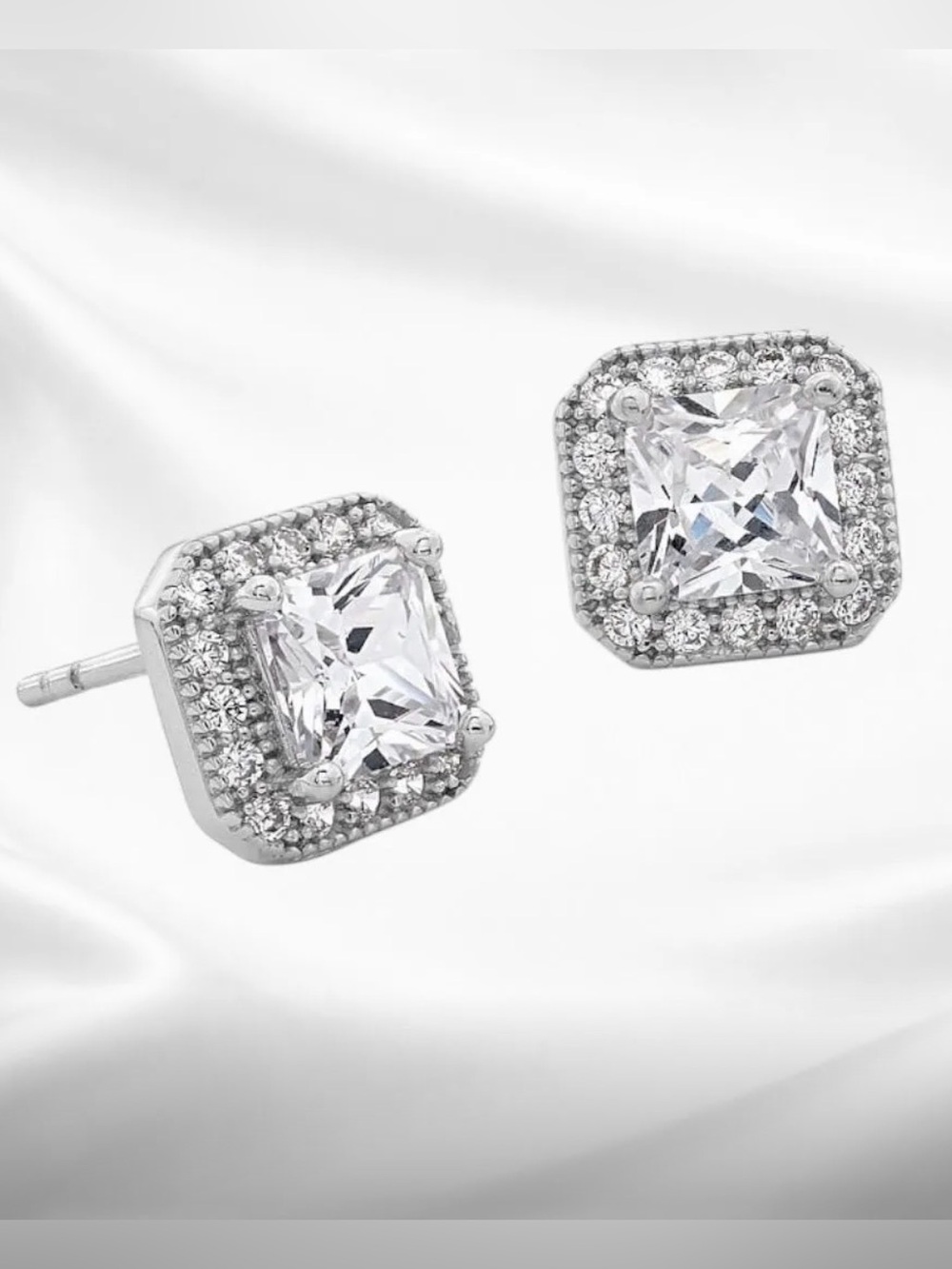 Luxe Halo 6MM Earrings | 925 Sterling Silver Halo Stud Earrings